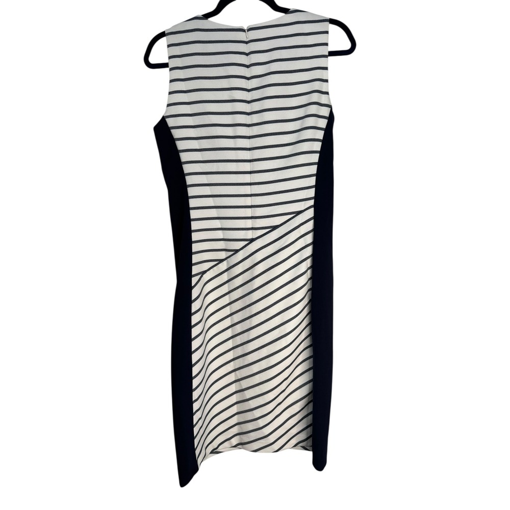 Lauren Ralph Lauren Striped Sheath Dress Navy White Sleeveless Knee Length Siz 8 - Picture 9 of 10